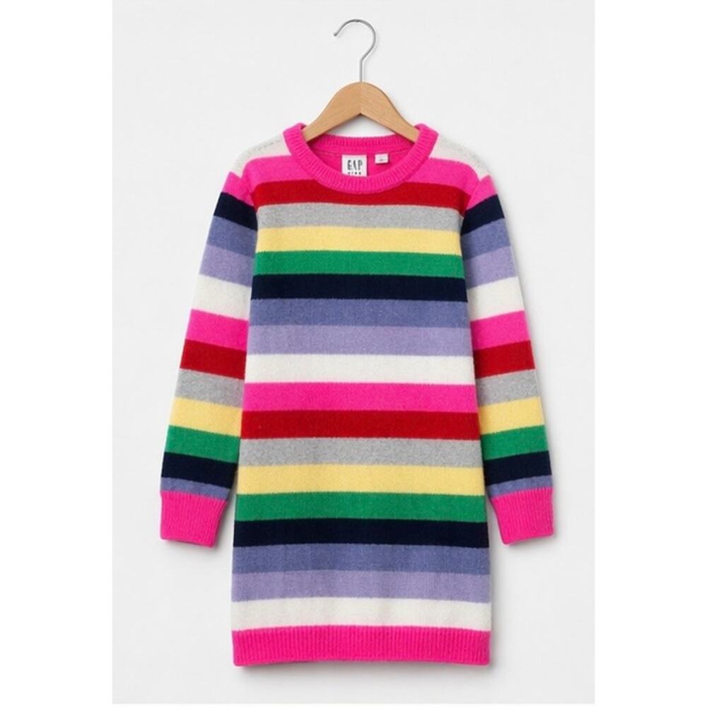 GAP Kids Rainbow Stripe Sweater Dress Pink Multicolor Size L 10